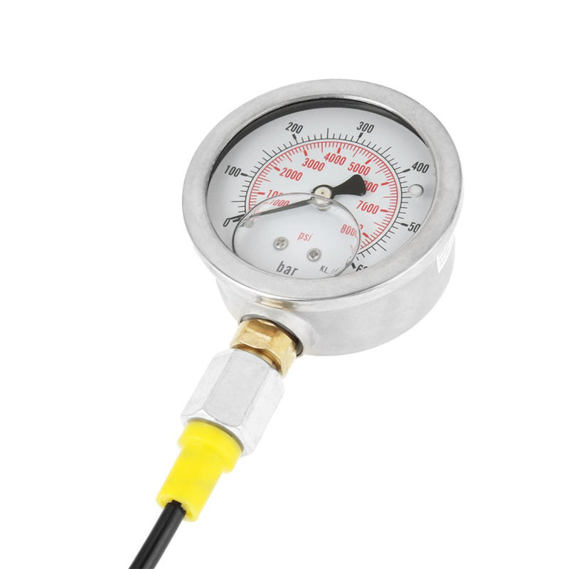 [Australia - AusPower] - Hydraulic Pressure Test Kit 40mpa Hydraulic Pressure Gauge 60p Hydraulic Pressure Test Kit,Hydraulic Hose Test Point Coupling M16*2-BSP1/4 + 0~600BAr 8500PSI Gauge Hose 