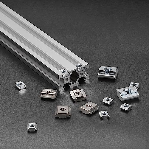 uxcell T Nuts, 50pcs - Nickel Plated Carbon Steel T Slot Bolts, 3030 Series M3 Hammer Head Fastener, Sliding T Nuts for Aluminum Extrusion Profile (Silver)