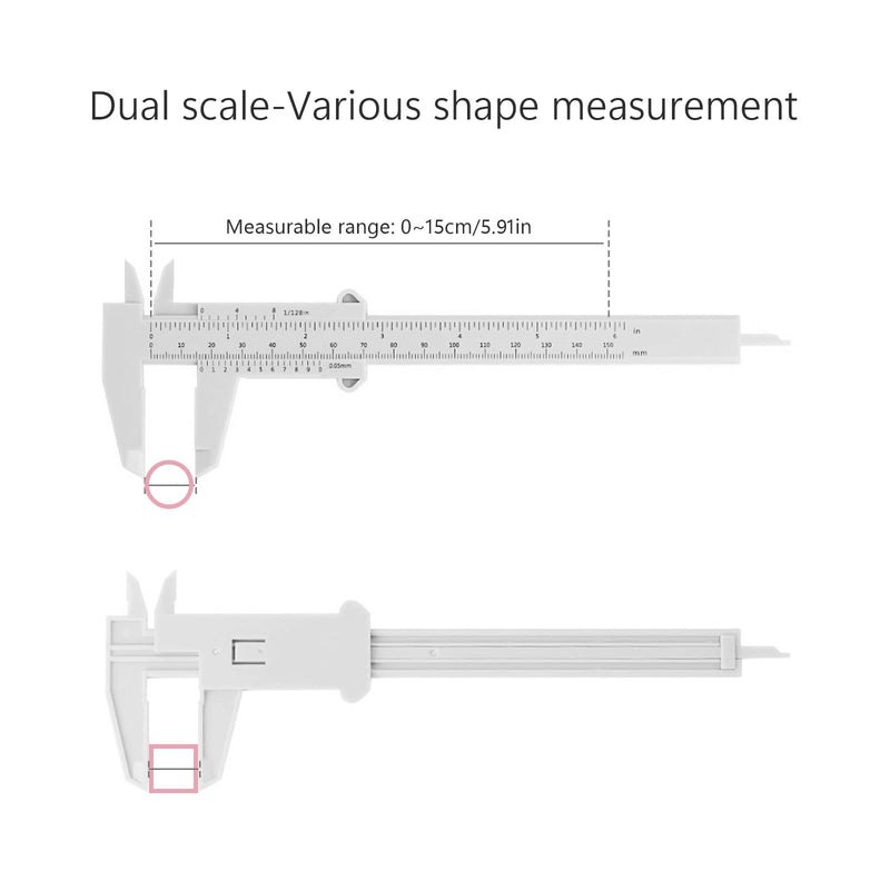 [Australia - AusPower] - Set of 4 Digital Callipers, 150 mm Precision Calliper, Digital 0.01 mm, Plastic Caliper, Analogue Accuracy Thrust Gauge, Small for Household, Office, Students, Buttons, Jewellery Measurement 