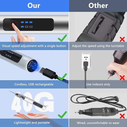 Engraving Pen Tool Kit, USB-C Rechargeable Electric Engraver Silver