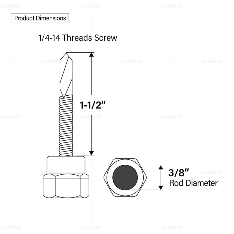Everflow 8041957-25 3/8" Screw Vertical Threaded Rod Anchor Designed for Steel Structure, Steel with Electro-Zinc, 1/4-14 x 1-1/2" Screw Length (25 Pack) 1/4-14 x 1 1/2'' Screw ROD SIZE 3/8"