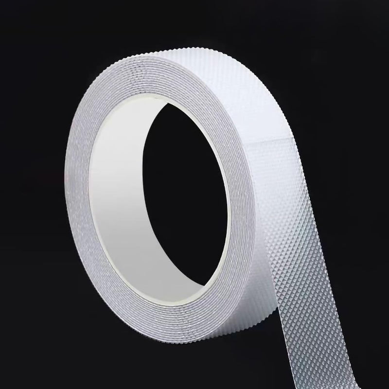 Transparent Rubber Grip Tape, Anti-Slip Waterproof Tape for Indoor & Outdoor, Non-Abrasive Cushion Pad for Handles, Stairs & Daily Use (Clear, 1" x18Ft) 1" x 18Ft Clear