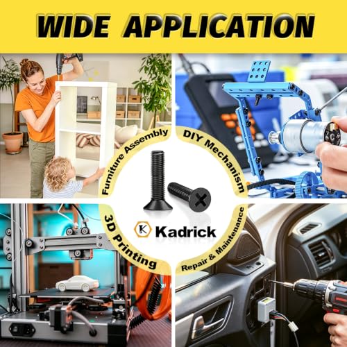 Kadrick M3 x 6mm countersunk flat head screws, 300-piece screw and bolt assortment set