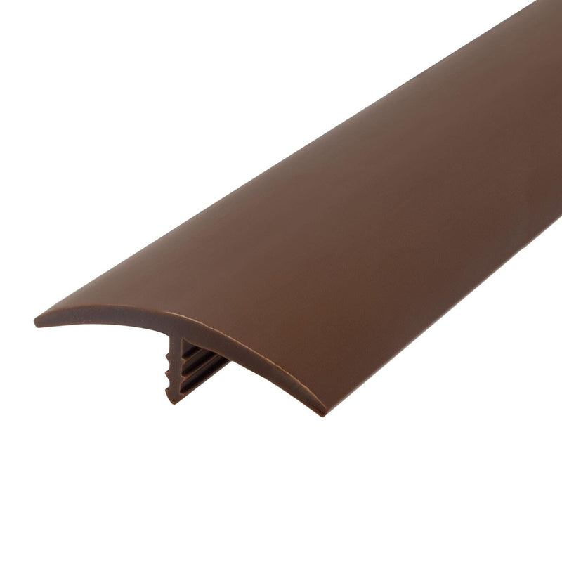 Outwater Plastic T-molding 1-1/2 Inch Milk Chocolate Brown Flexible Polyethylene Center Barb Tee Moulding 25 Foot Coil 25 Feet