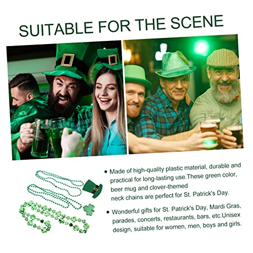 TOYANDONA 12pcs Irish Bead Chain Shamrock Pendant Necklace for St Patrick's Day Festival for Parade Decor