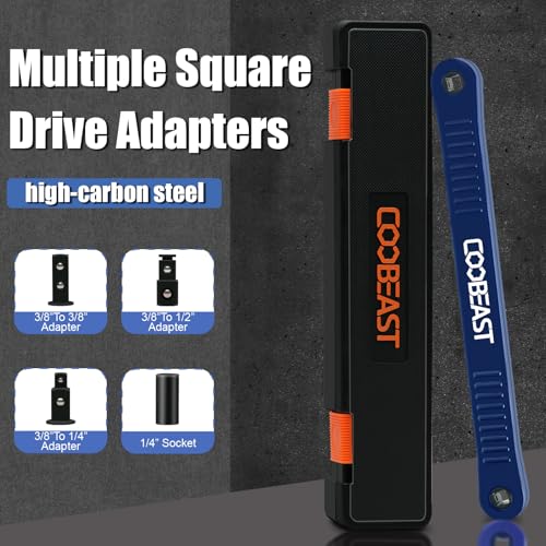 Coobeast 3/8-inch blue offset extension wrench, impact-ready socket wrench extender tool, 13.4 inches long