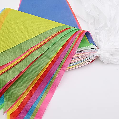 DOJoykey 328ft/100M Bunting Banner, Reusable Nylon Fabric Pennant Bunting with 200pcs Triangle Flags for Mother‘s Day Home Outdoor Garden Birthday Wedding National Day Party Decoration 328ft With 200pcs Flags