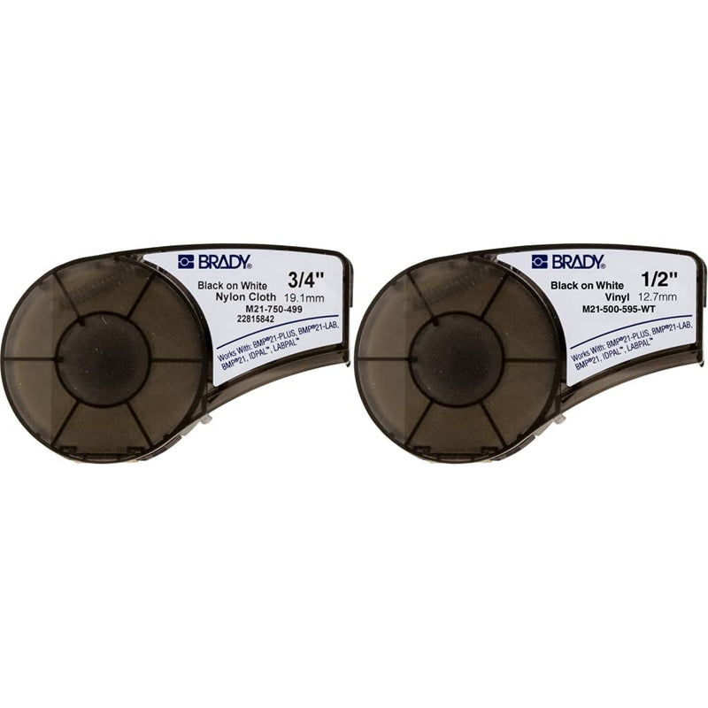 Brady Authentic Multi-Purpose Nylon and All-Weather Vinyl Labels for Indoor/Outdoor Use and Harsh Environments for BMP21, ID PAL, and LABPAL Printers Label Tape + Label Tape 21' Length