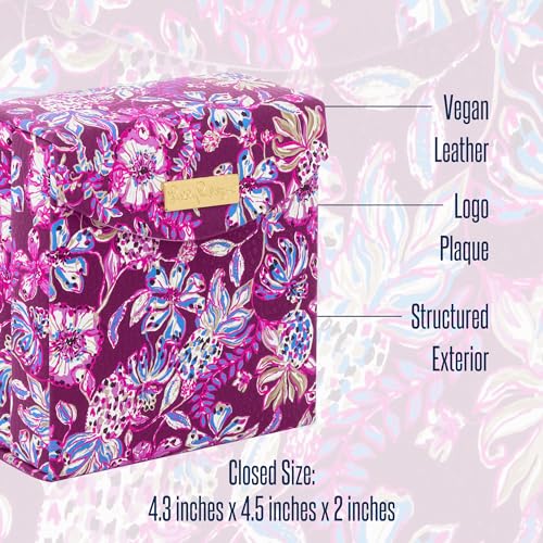 Lilly Pulitzer Travel Jewelry Case Organizer, Vegan Leather Jewelry Box for Women, Cute Jewelry Organizer Holds Necklaces, Rings, Bracelets, Small Jewelry Roll (Amarena Cherry) Amarena Cherry