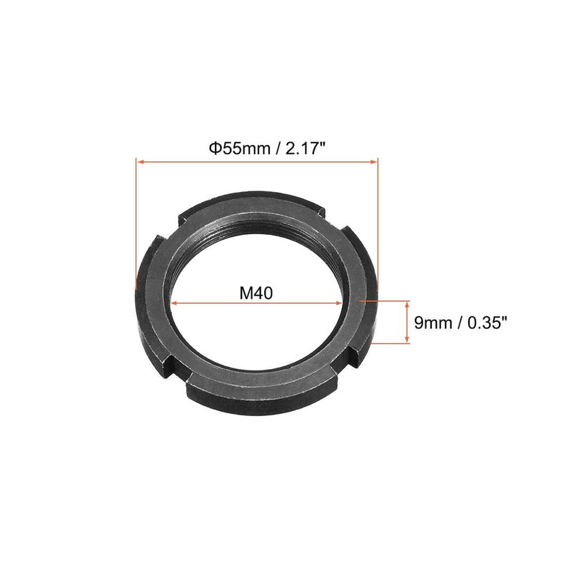 [Australia - AusPower] - uxcell M40x1.5mm Retaining Four-Slot Slotted Round Nut, 2Pcs Carbon Steel Round Lock Nut for Various Rolling Bearings, Industrial Field, Black 2 