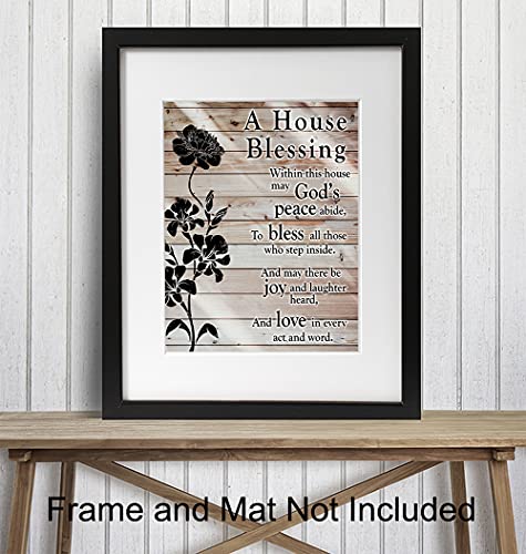 House Blessing - Christian Wall Art - Religious Housewarming Gifts for Women, Pastor, Minister - Blessed Wall Art - Inspirational Decor - Bible Verse Decor - Plaque Sign Unframed Picture