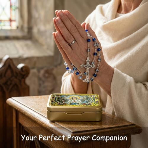 Our Lady of Lourdes Rosary Box,Rosary Case,Catholic Gifts Our Lady of Lourdes