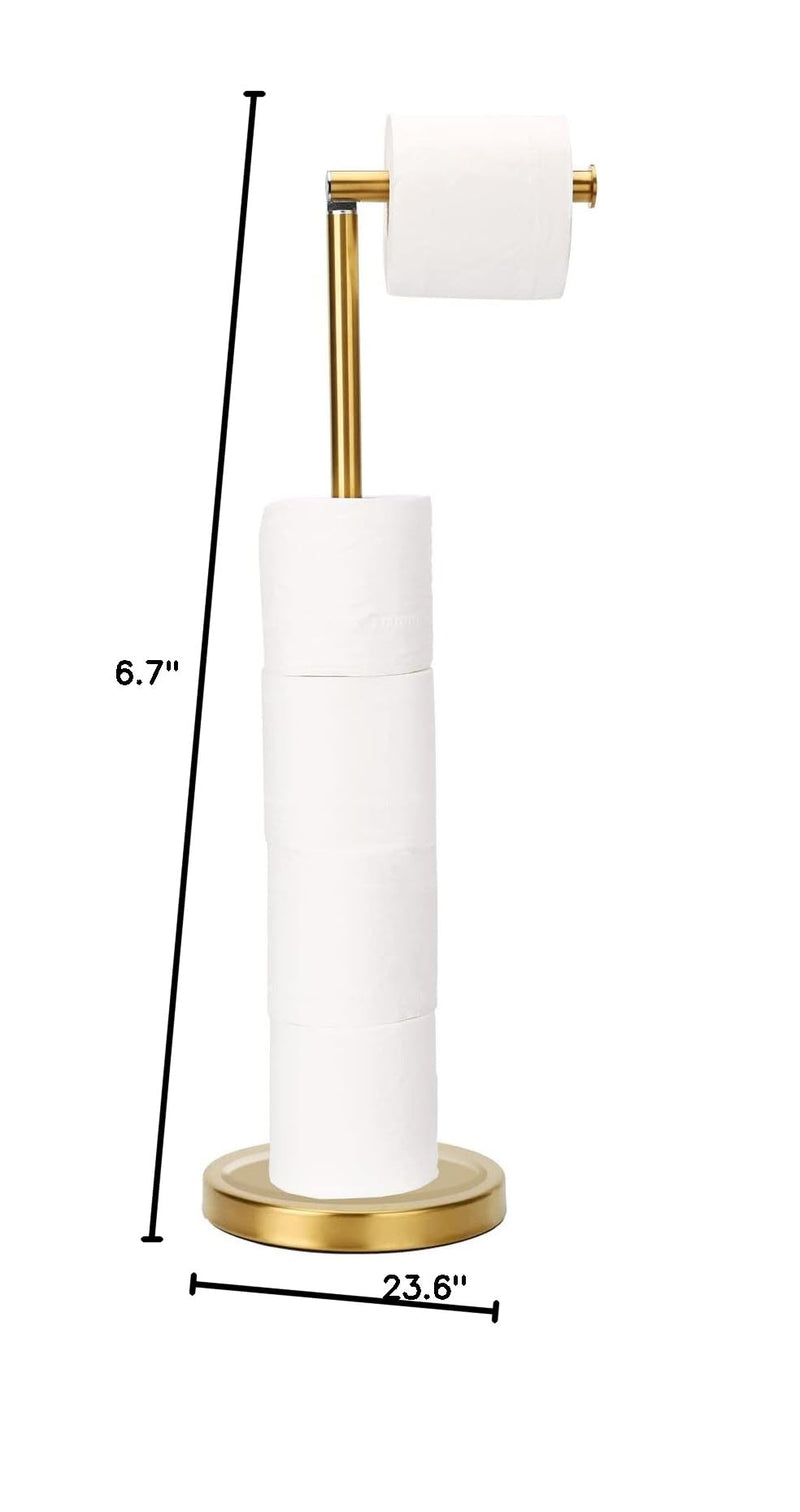 Toilet Paper Holder Stand Bathroom Toilet Paper Storage for 4 Paper Rolls with Heavy Base, Freestanding Toilet Paper Roll Holder (Gold) Gold Stainless Steel