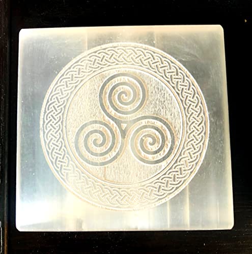 Natural Selenite Charging Reiki Gemstone Plate Crystal Healing FENG Shui Metaphysical Gemstone Gift Positive Energy Peace Meditation Wellness Handcrafted