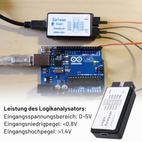 Logic 8 CH Binghe USB Logic Analyzer 24 MHz, UART IIC SPI Debug Support from 1.1.16 with USB Cable and Jump Wire, Compatible with Arduino