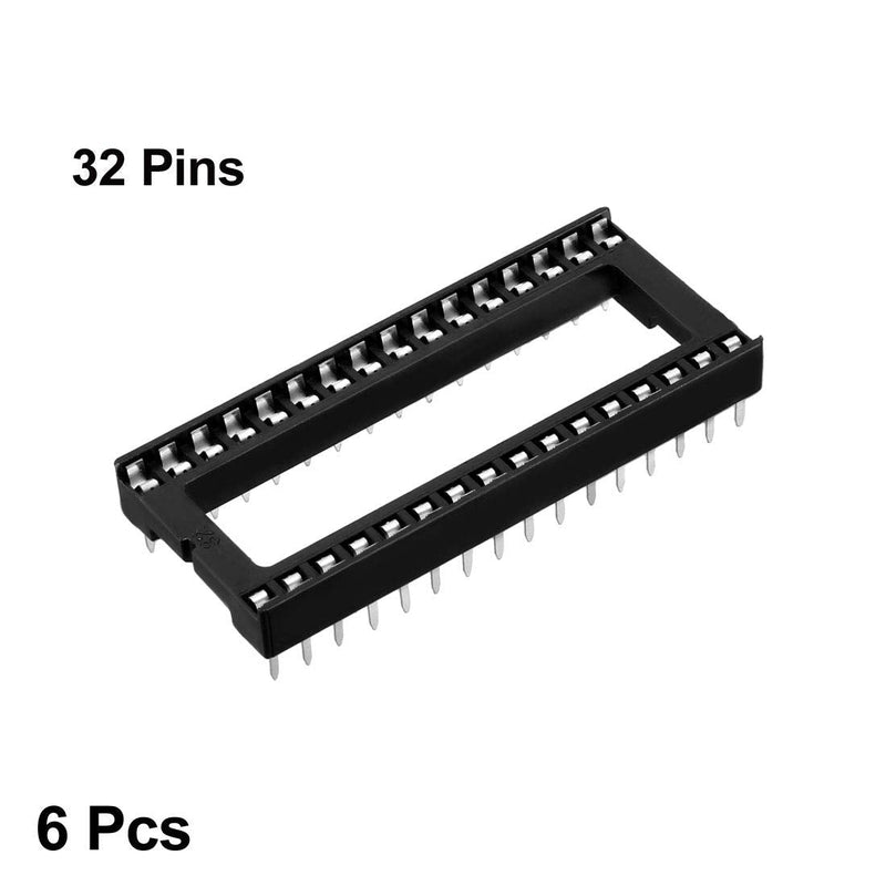 [Australia - AusPower] - uxcell 6pcs DIP IC Chip Socket Adaptor Solder Type 2.54mm Pitch Dual Row 32 Flat Pin 15.2mm Row Pitch 