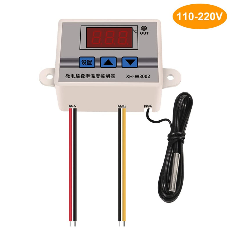 [Australia - AusPower] - UMLIFE 2PCS XH-W3002 DC 110V-220V 1500W 10A Microcomputer Digital Temperature Controller Digital Display Thermostat Control Switch and NTC 10K Thermistor Sensors Temperature Probe (110-220V 1500W) 110-220V 