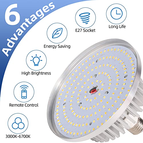 175W Photography Light Bulb Dimmable Tricolor LED Bulbs 3000-6700K Color Softbox Bulb in E27 Socket for Photography Photo Video Studio Lighting White Warm Cold 1 Pack