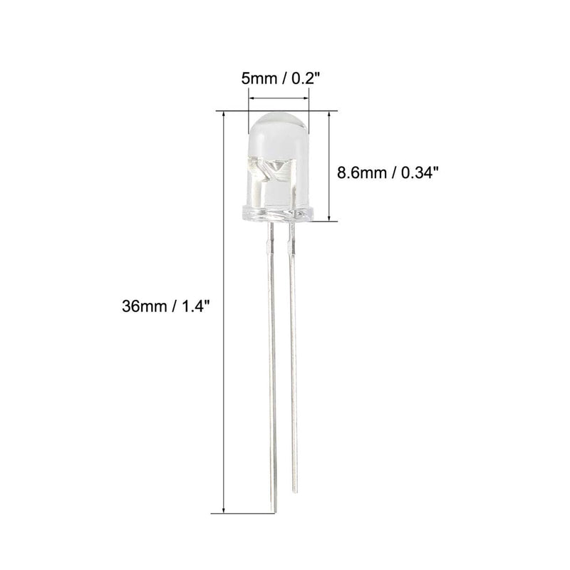 [Australia - AusPower] - 20Pcs PT334-6C 5mm Phototransistor Light Sensor - 400-1000nm Wavelength Range, 15-20mA Sensitivity for Optical Switches/Arduino Projects (Clear Round F5 3V) 
