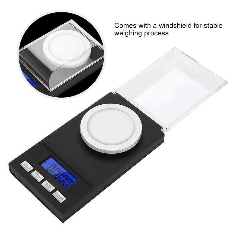[Australia - AusPower] - Digital Milligram Jewelry, LED Digital Display Mini Portable High Precision 0.001g Pocket Jewelry with Calibration Weights Tweezers and Weighing Pans (10g) 