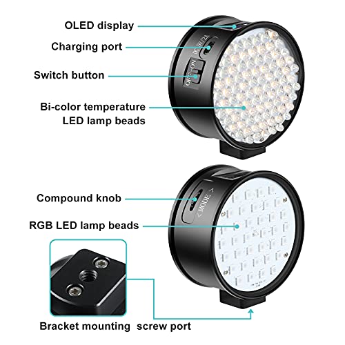 GVM RGB Video Light 3000mAh Rechargeable LED Lighting CRI 97+RGB+Bi-Color Double Sided LED Photography Light 2700K-6500K 360°Full Color Double Sided led Video Light for Photography, Vlogging gvm led light