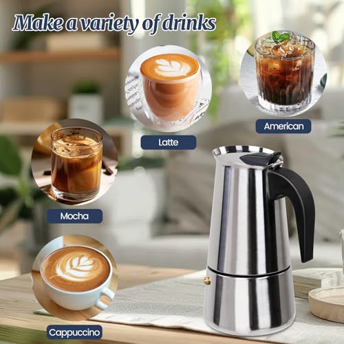 2 Cup Moka Pot Stainless Steel 100ml Italian Espresso 2Cup Straight