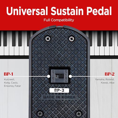 VALDI BP-3 Sustain Pedal - Universal Pedal for Keyboard Piano, Digital Pianos, MIDI Keyboards & Synths - Conversion Switch for All Brands - 1/4'' Jack, Anti-Slip Design, Extended Cable (RED) RED