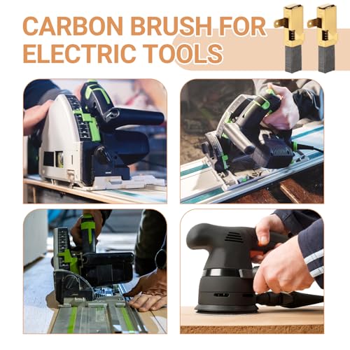 With metal connection holder, high-quality carbon brush compatible with Festool TS55, TS75, AP55EB, AP65EB, AT55E, AT65EB 6 x 11 x 16.5 mm, high strength and durability, motor carbons compatible (2 Pack of 2
