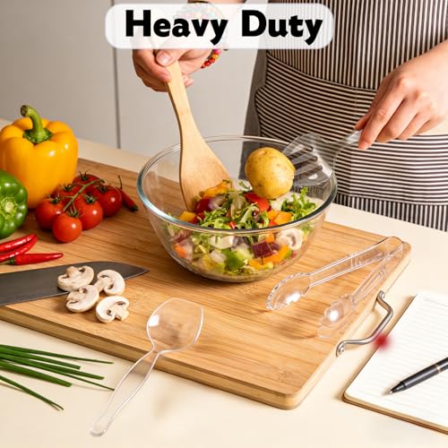 40 Pcs Large Plastic Serving Utensils Set - Serving Tongs, Serving Forks, Serving Spoons - Heavy Duty Disposable Serving Utensils for Parties, Buffet, Catering Supplies (Clear, 40 Pcs) Clear