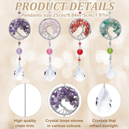 200 Pcs Sun Catcher Crystal DIY Tree of Life Sunshine Catchers Kit for Window Indoors DIY Sun Catchers Making Kits for Wall Hanging Dream Catchers for Car Rainbow Maker Garden Home Decor