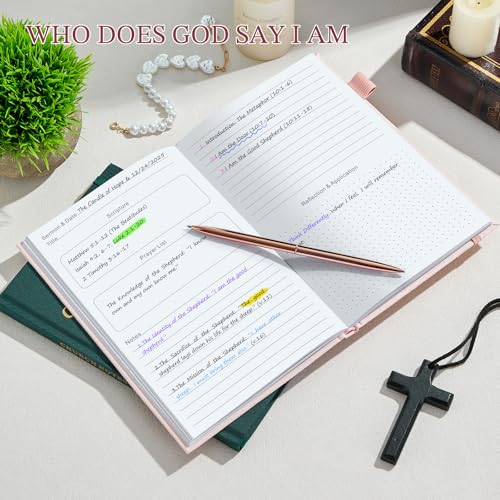 JUBTIC Church Notes Journal, Sermon Notes Notebook, Pink, 8.5" x 5.8"