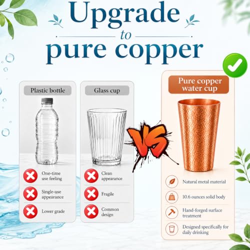 2 Pcs 18.5 Ounce Pure Copper Cups for Drinking Water