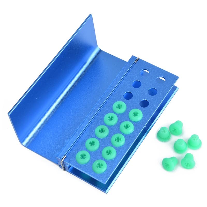 [Australia - AusPower] - 2Pcs 16 Holes Dental Burs Holder Autoclavable Block with Silicon Cover Placing FG RA Burs Blue 