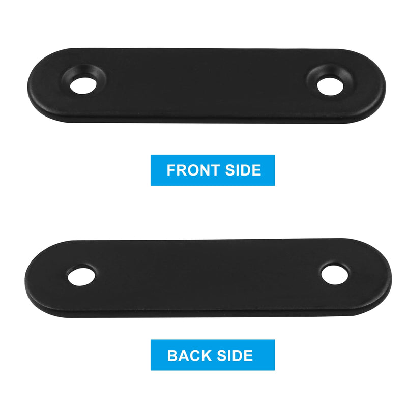 [Australia - AusPower] - 12Pcs 2 Inch Straight Bracket Stainless Steel Brace, Flat Mending Plate Fixing Bracket Connector with Screw for Cabinet Furniture Joining Plate, Black 12Pcs 2"-50mm 