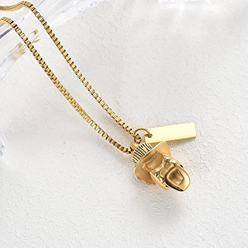 Skull Urn Necklace for Ashes for Human Pet Stainless Steel Pendant Gold