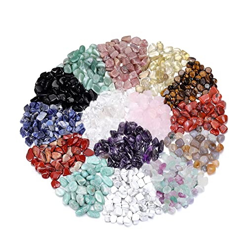 CrystalTears Assorted Healing Stones Crystals Bulk Tumbled Polished Stone Chips Natural Chakra Quartz Crystal Gemstones for Reiki Meditation Therapy Beginners Home Decor Christmas Gift #2 tumbled stone chips