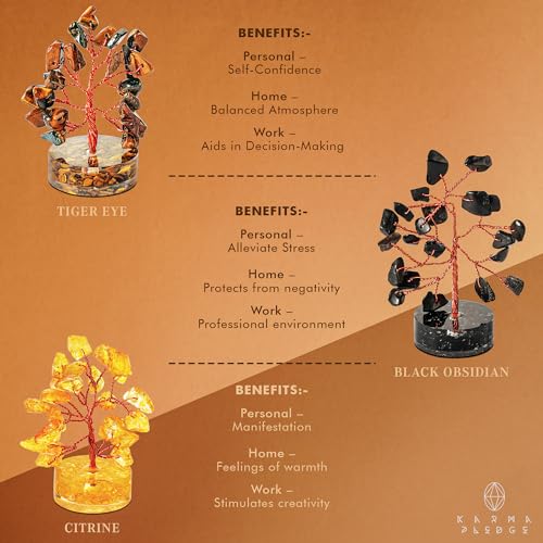 Set of 12 Crystal Trees Unique Birthday Gifts for Women, Mom & Dad, Orgone Base Handmade Reiki Healing Stones for Home, Office Desk Decor, Bring Money, Positivity, Spiritual Good Luck Gifts Orgone Base Set of 12 Trees