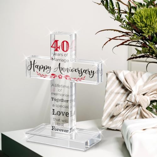 PVOPVO 40th Wedding Anniversary Religious Cross Gifts for Him Her 40 Year Anniversary Romantic Gift for Women Men Couple 40 Years of Marriage Gifts for Couple 40th Anniversary