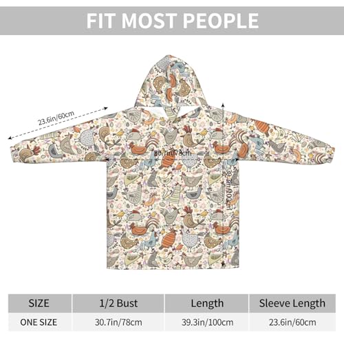 Wearable Blanket Oversized Blanket Hoodie Cozy Hoodie For Adults Sweatshirt Sweater Blanket Hoodie With Pocket Chicken