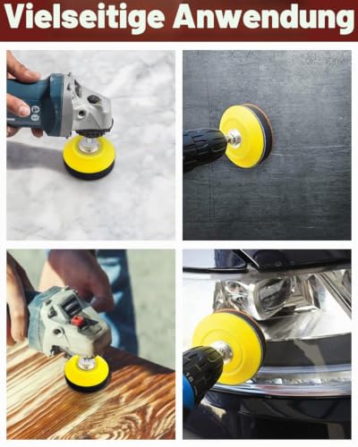 JatilEr Pack of 80 Sandpaper 50 mm , 2 Inch Round Sanding Pads Grit P40 P60 P80 P100 P120 P180 P240 P320 Random Orbital Sanders Sanding Discs Pad Kit Polishing Pad Adapter for Polished Car Metal Wood Pack of 80 P40-320 + polishing pad adapter