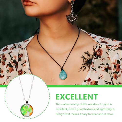 Ipetboom Four Leaf Clover Pendant Necklace for Women, St Patrick’s Day Irish Shamrock Jewelry, Crystal Glass Dainty Sweater Chain Necklace, Holiday Accessory for Teens and Adults