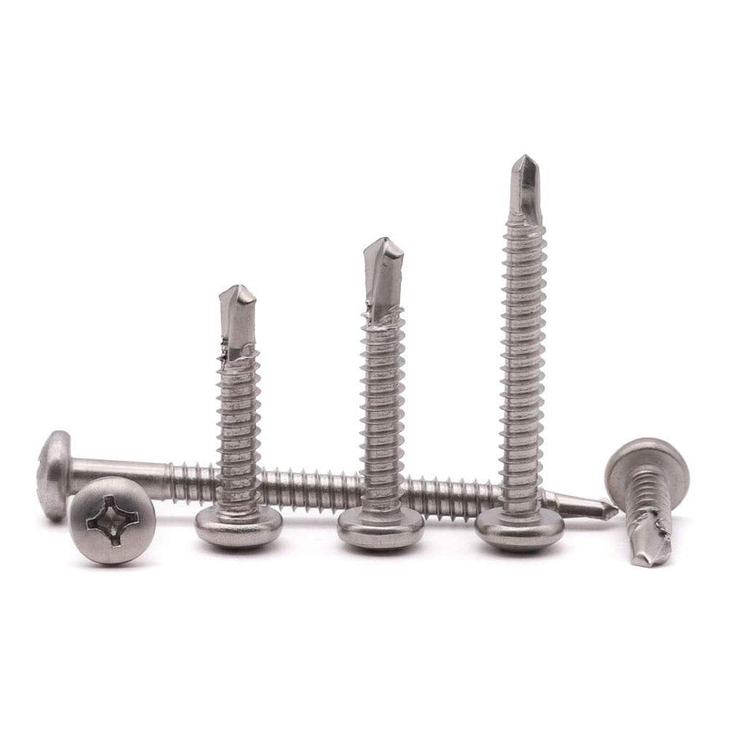 [Australia - AusPower] - #6 x 1" (100 pcs) Pan Head Self Drilling Screws, Phillips Drive Self Tapping Screws, Sheet Metal Screws, 410 Stainless Steel, Full Thread with Drilling Point, No Pre-drilled Needs #6 x 1" 100 