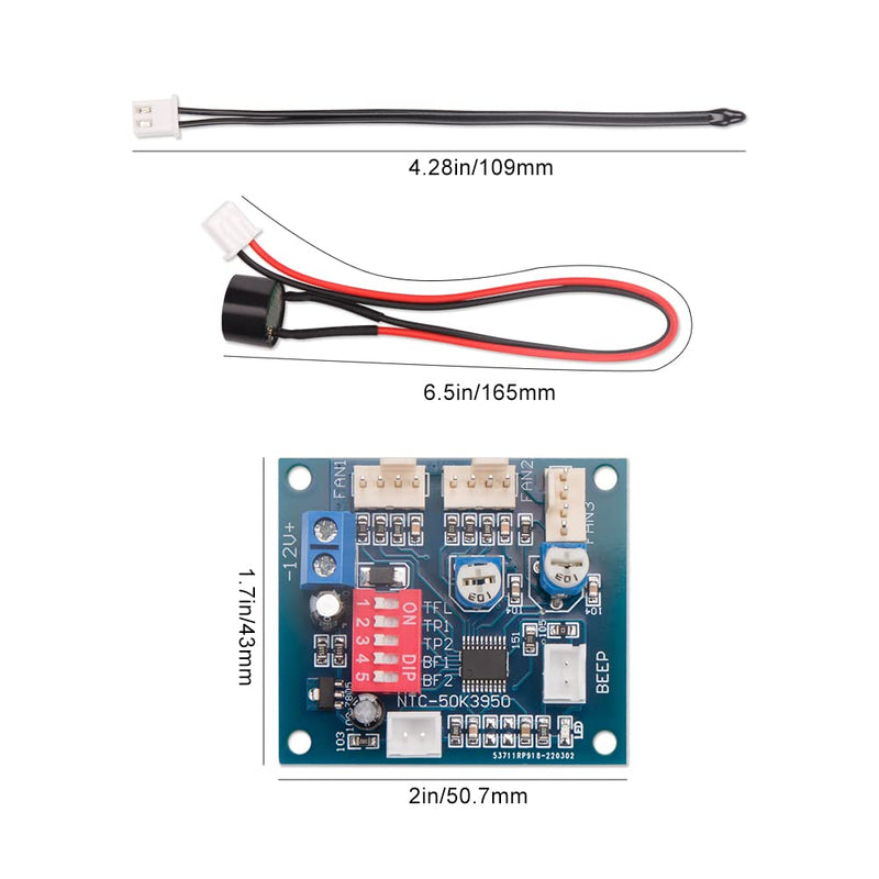 [Australia - AusPower] - 2PCS DC 12V 4 Wire PWM PC CPU Fan Temperature Control Speed Controller Module CPU High-Temp Alarm 