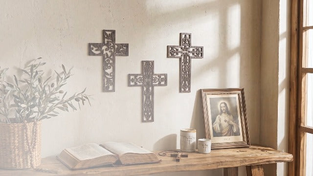 Yookeer 3 Pcs Wooden Cross Wall Decor Cross Hanging Handmade Antique