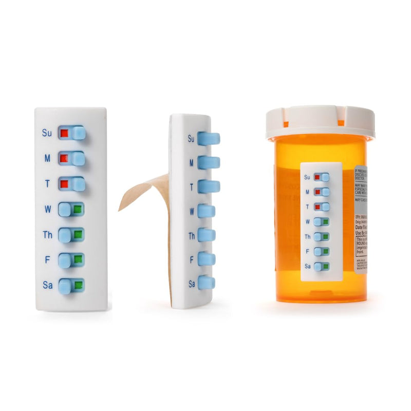 [Australia - AusPower] - 5 Pack Medication Tracker and Reminder, Take-n-Slide Reusable Peel and Stick Pill Trackers Attach to Your Bottle 7 Day Medicine Vitamins Pets Pill Organizer Alternative Medication Aid White 5 Count (Pack of 1) 