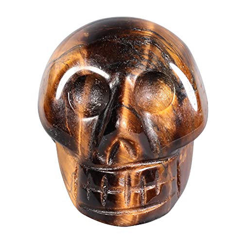 Amogeeli 1 Inch Healing Crystal Skull Sculpture Set of 4, Hand Carved Stone Head Figurine Home Decor Brown