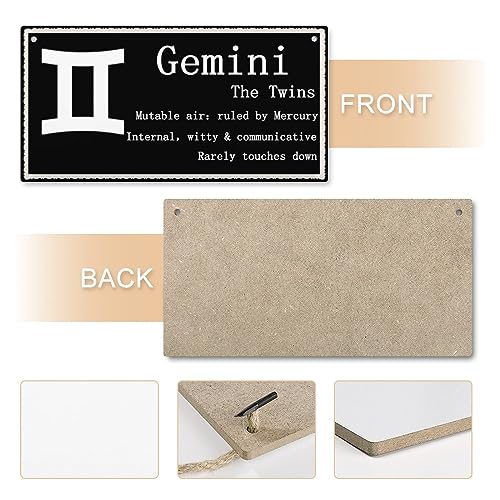 Gemini The Twins - Beautiful Spiritual Gift Astrology Sign of The Zodiac Plaque 6 inch by 12 inch Hanging Sign, Decorative Wood Sign Home Decor,Wall Art