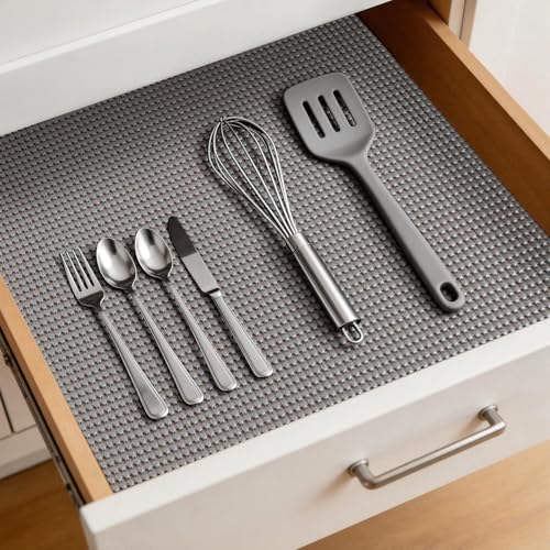 Drawer and Shelf Liner, Non-Adhesive Cabinet Liners for Kitchen Cupboard, Bathroom Drawers, Breathable Thick Mat, Easy Trim & Easy Clean, 17.5" x 20', Beige 17.5"W x 240"L