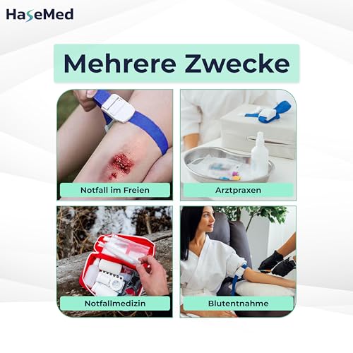 HaseMed Metal Free Latex Free Blue Medical Tourniquet - 1 Piece Tourniquet for Medical Applications, Elastic and Safe, Ideal for Emergencies and Hospitals