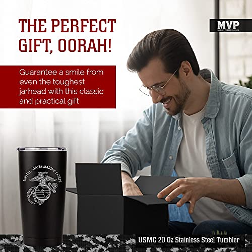Military Gift Shop Marine Corps 20oz Insulated Tumbler-Double-Walled Stainless Steel Travel Cup-Durable & Leakproof-Disabled Vet Owned Business USMC 20oz Tumbler 20 Ounces